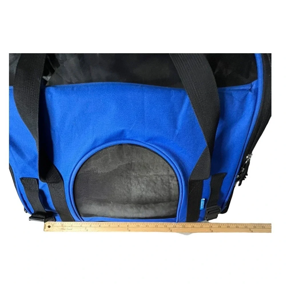 OxGord Blue Soft Sided Pet Carrier Small Dog/Cat Travel Bag with Fleece Bed 18in